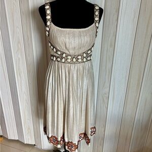 Elegant Cream and Brown Women's Dress